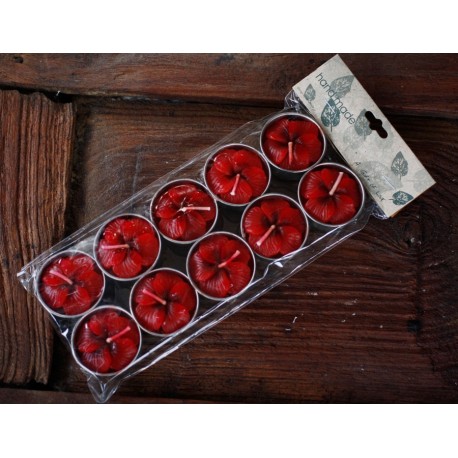 Red Flower Tea Light Candles (set of 30)