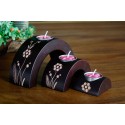 Half Moon Blooming Flower Mango Wood Nesting Candle Holder