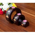 Full Moon Flang Flower Mango Wood Nesting Candle Holder