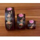 Full Moon Flang Flower Mango Wood Nesting Candle Holder
