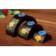 Half Moon Yellow Blossom Leaf Mango Wood Nesting Candle Holder