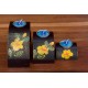 Half Moon Yellow Blossom Leaf Mango Wood Nesting Candle Holder