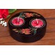 Yin & Yang Red Weaping Flower Mango Wood Candle Holder