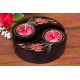 Yin & Yang Red Weaping Flower Mango Wood Candle Holder