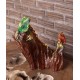 Teak Basking Iguanas Sculpture