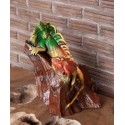 Teak Basking Iguanas Sculpture
