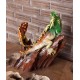 Teak Basking Iguanas Sculpture