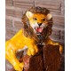 Teak Roaring Lion Sculpture