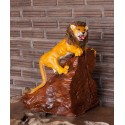 Teak Roaring Lion Sculpture