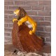Teak Roaring Lion Sculpture