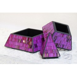 Aurora Jewelry Pyramid Mosaic Glass Box