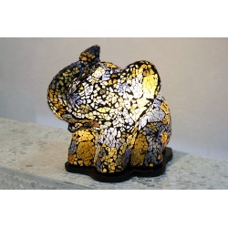 Sapphire Elephant Mosaic Glass Lamp