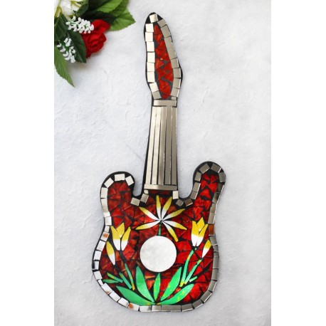 Flower Mosaic Glass 40cm Wall Guitar