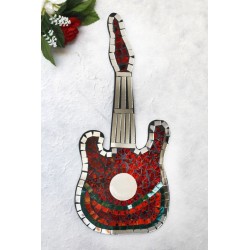 Multi Red Mosaic Glass 40cm Wall Guitar
