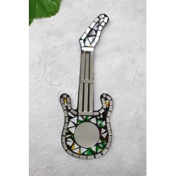 Multi Color Mosaic Glass 20cm Wall Guitar