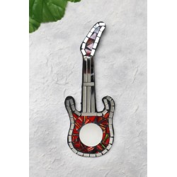 Red Mosaic Glass 20cm Wall Guitar