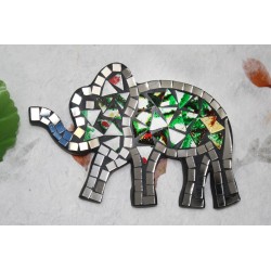 Mosaic Glass 16cm Multi Color Elephant Wall Hanging