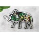 Mosaic Glass 16cm Green Elephant Wall Hanging