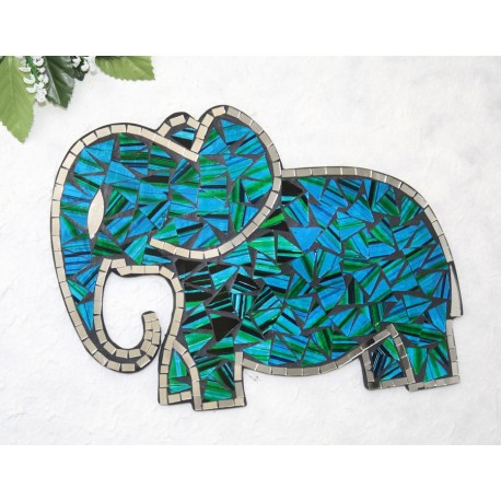 Sky Mosaic Glass 30cm Elephant Wall Hanging