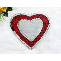 Red Mosaic Glass Heart Mirror