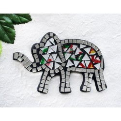 Mosaic Glass 16cm Trumpeting Elephant Wall Hanging