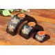 Half Moon Petaled Golden Way Mango Wood Nesting  Candle Holder