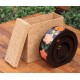 Full Moon Pink Petaled Flower Mango Wood Nesting Candle Holder