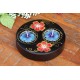 Yin & Yang Red Rose Petal Mango Wood Candle Holder