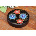 Yin & Yang Red Rose Petal Mango Wood Candle Holder