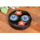 Yin & Yang Red Rose Petal Mango Wood Candle Holder