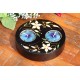 Yin & Yang White Petal Flower Mango Wood Candle Holder