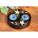 Yin & Yang White Petal Flower Mango Wood Candle Holder