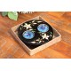 Yin & Yang White Petal Flower Mango Wood Candle Holder