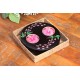 Yin & Yang Pink Paduak Mango Wood Candle Holder