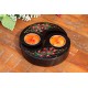 Yin & Yang Red Floating Vine Flower Mango Wood Candle Holder