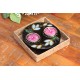 Yin & Yang Blue Water Lilly Mango Wood Candle Holder 