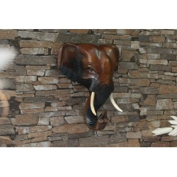 8 Inch Wooden Elephant Head Wall Sculpture