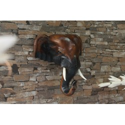 10 Inch Wooden Elephant Head Wall Sculpture