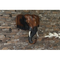 12 Inch Wooden Elephant Head Wall Sculpture