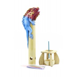 Bamboo Incense Iguana Holder Red With a Blue Body