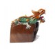 Green Teak Wooden Dragon Decor Statuette