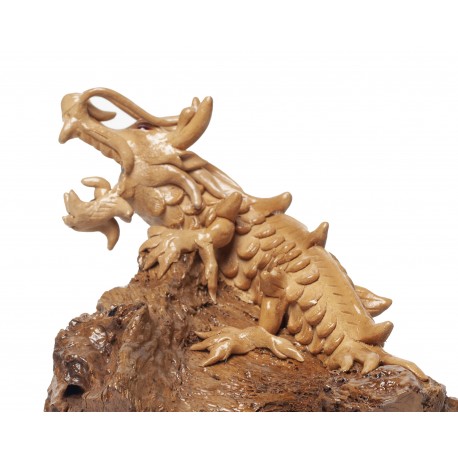 Teak Water Dragon Sculpture