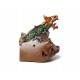 Guardian Orange Teak Wooden Dragon Statuette