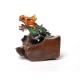 Guardian Orange Teak Wooden Dragon Statuette