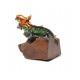 Guardian Orange Teak Wooden Dragon Statuette