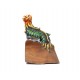 Guardian Orange Teak Wooden Dragon Statuette