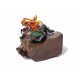 Guardian Orange Teak Wooden Dragon Statuette