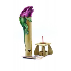 Bamboo Incense Iguana Holder Purple with a Green Body
