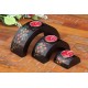 Half Moon Red Floating Vine Flower Mango Wood Nesting Candle Holder