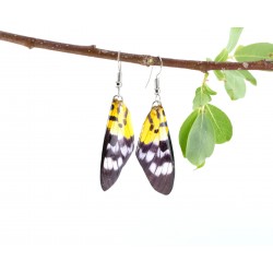 Yellow Black Spotted Butterfly Wing Earrings